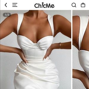 Chicme plain ruched slit thick strap bodycon dress